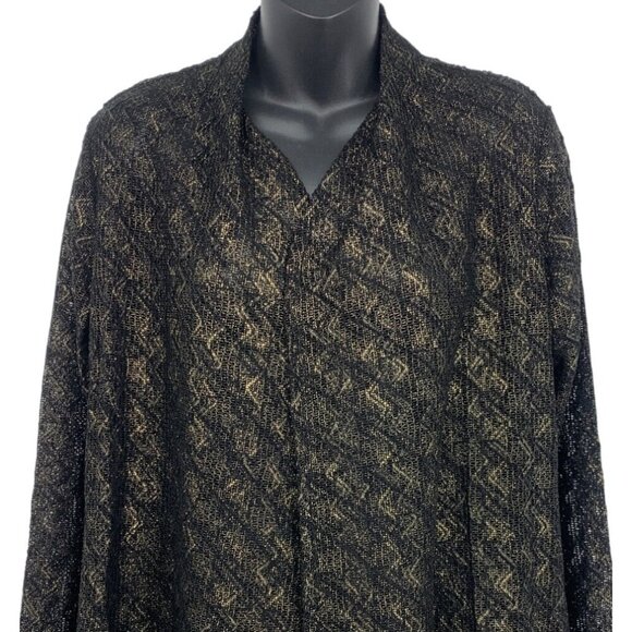 Susan Graver Women Open Front Cardigan Jacket Size Small S Navy Black Gold New - Picture 2 of 9